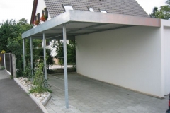 Carport mit Trapezblechdach und seitlichen Rankgittern